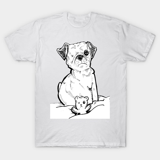 One Eyed Pug dog and his best friend T-Shirt by silentrob668